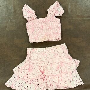 FBZ size 6x. Pink Eyelet Crop Top and Skirt Set